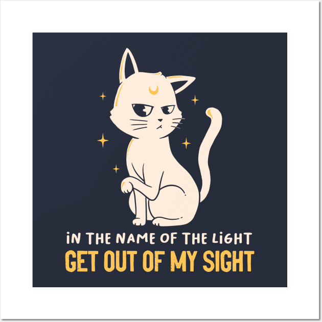 In The Name Of The Light Funny Cute Cat Wall Art by eduely